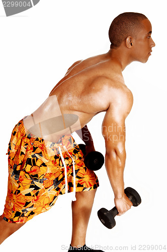 Image of Exercising with dumbbells.