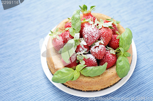 Image of basil cake with strawberries