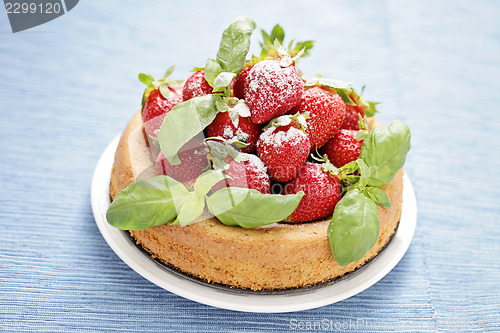 Image of basil cake with strawberries