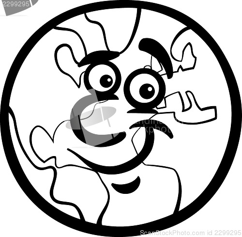 Image of earth planet cartoon coloring page