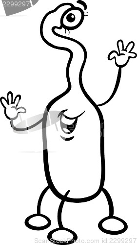Image of alien cartoon illustration coloring page