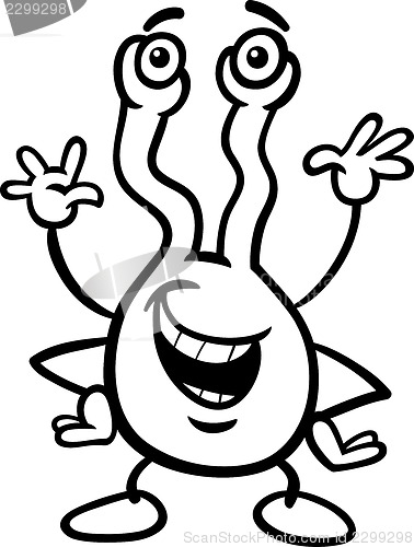 Image of strange alien cartoon coloring page