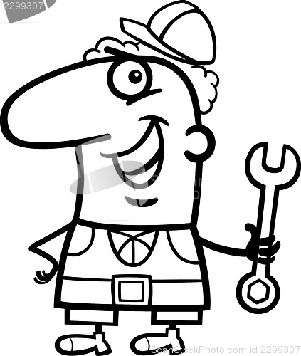 Image of worker cartoon coloring page