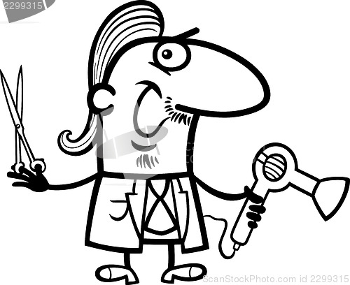 Image of hairdresser barber cartoon coloring page