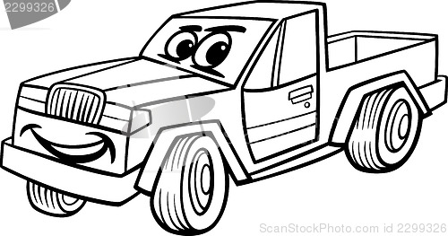 Image of pickup car cartoon coloring page