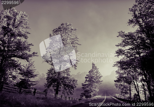 Image of misty morning in blue ridge mountains