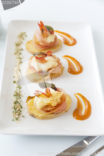 Image of Shrimp On Potato Slices