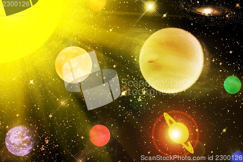 Image of  planets in the star sky