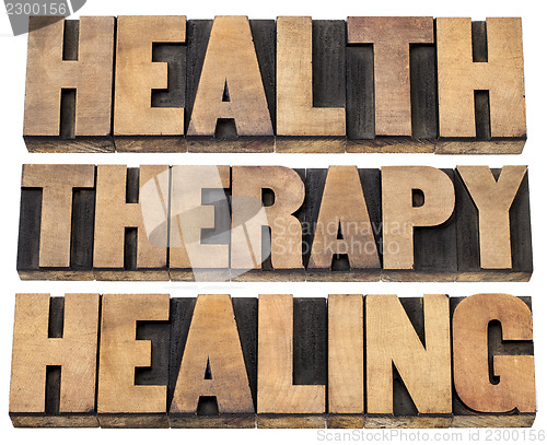 Image of health, therapy and healing words