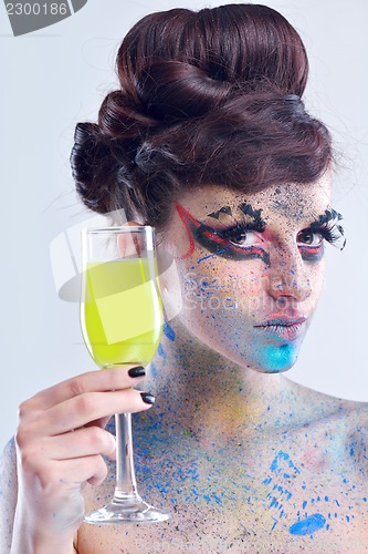 Image of Beautiful Woman with  Luxury Makeup