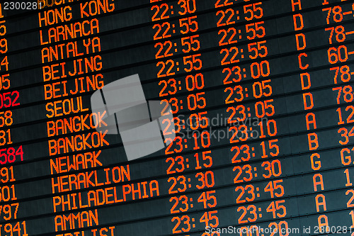 Image of Informations about international flights on timetable