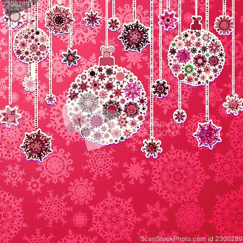 Image of Christmas purple background with baubles. EPS 8
