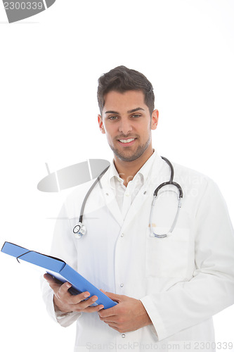 Image of Handsome male doctor with a file