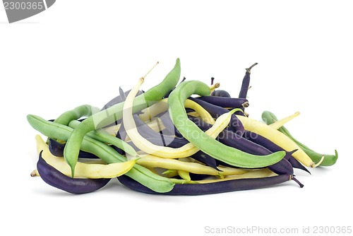 Image of Purple, green and yellow Wax Snap Beans