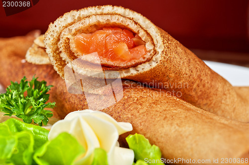 Image of Pancakes with salmon