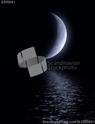 Image of Half of moon in the dark blue sky