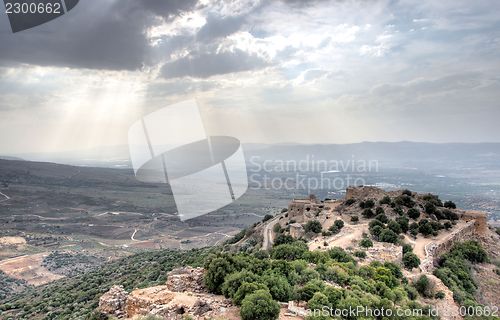 Image of Israeli landscape with castle and sky