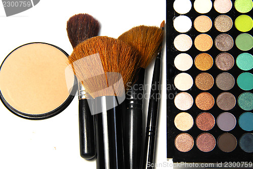 Image of Makeup palette and brushes