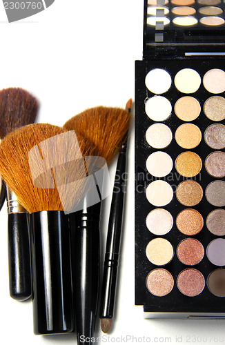 Image of Makeup palette and brushes