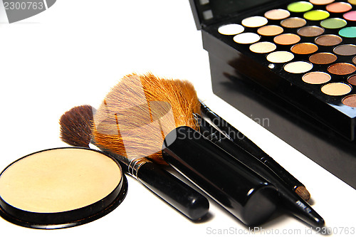 Image of Makeup palette and brushes