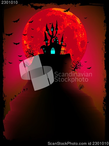 Image of Scary halloween vector with magical abbey. EPS 10