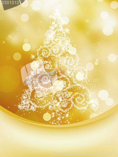 Image of Christmas Tree on bokeh, Greeting Card. EPS 8