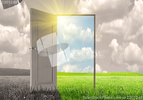 Image of Sun rays and open door