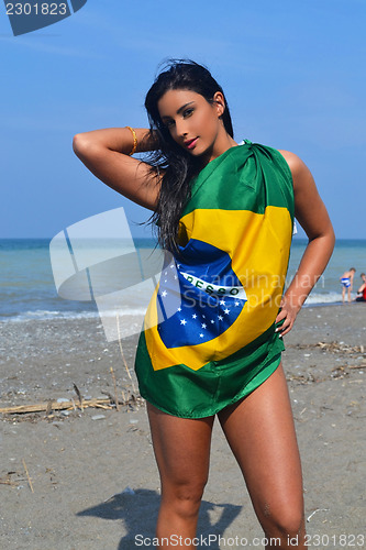 Image of Pretty girl with flag.