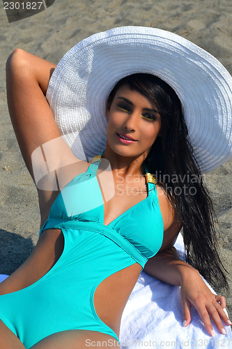 Image of Closeup of beach girl.