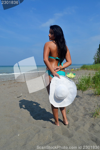 Image of Girl standing on beach.