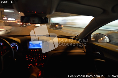 Image of night car driving