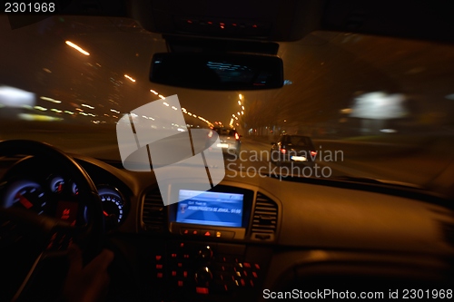 Image of night car driving