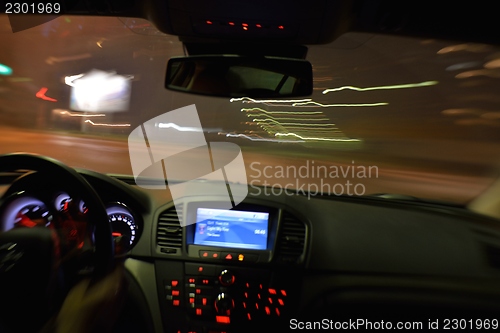 Image of night car driving