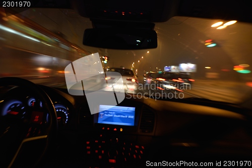 Image of night car driving