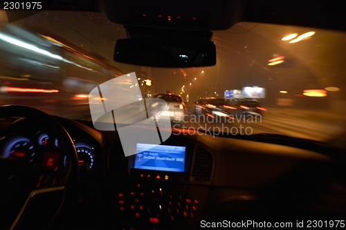 Image of night car driving