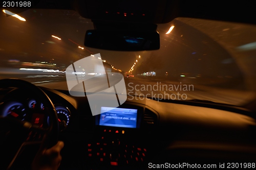 Image of night car driving