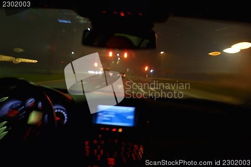 Image of night car driving
