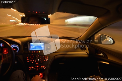 Image of night car driving