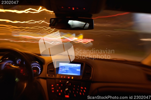 Image of night car driving