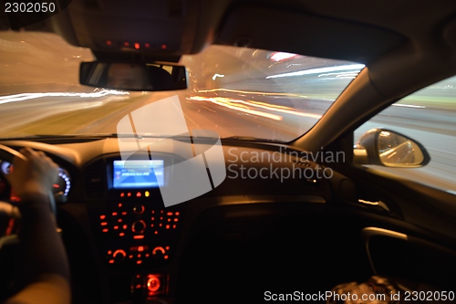 Image of night car driving