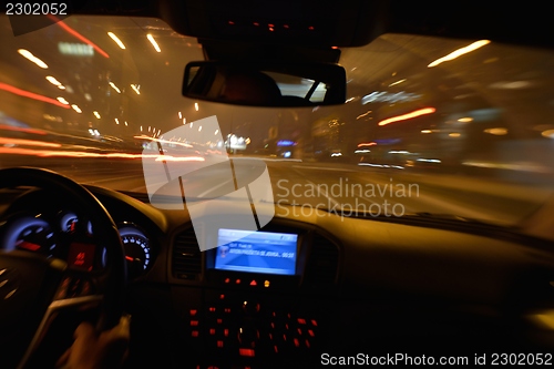 Image of night car driving