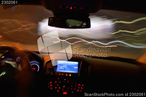 Image of night car driving