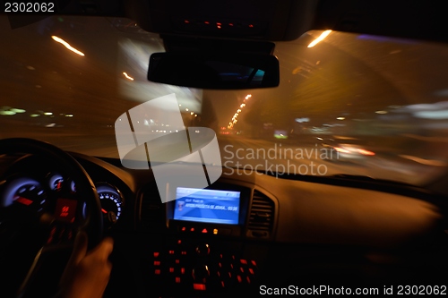 Image of night car driving