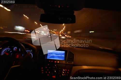 Image of night car driving