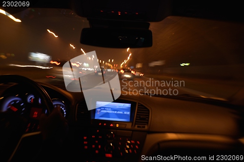 Image of night car driving