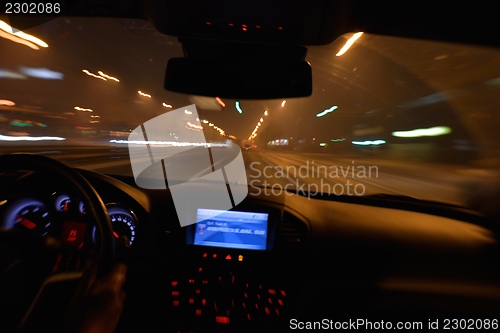 Image of night car driving