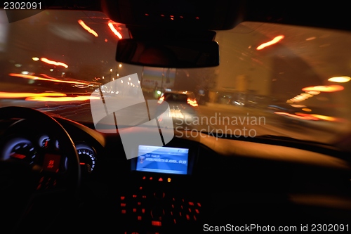 Image of night car driving