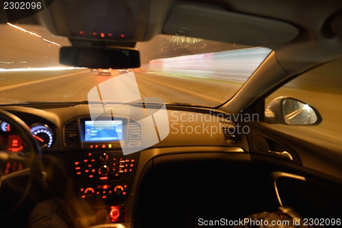 Image of night car driving