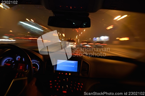 Image of night car driving