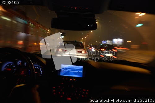 Image of night car driving